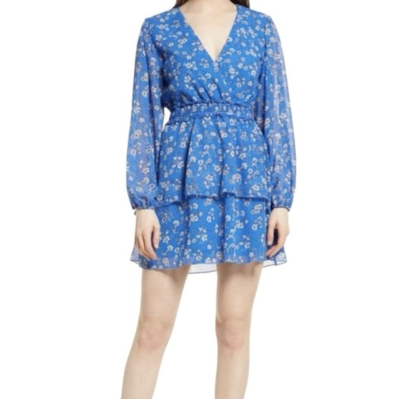Chelsea28 Dresses & Skirts - Chelsea28 Mini Dress Women Large Floral Blue‎ Cottagecore Elastic Waist Ruffle